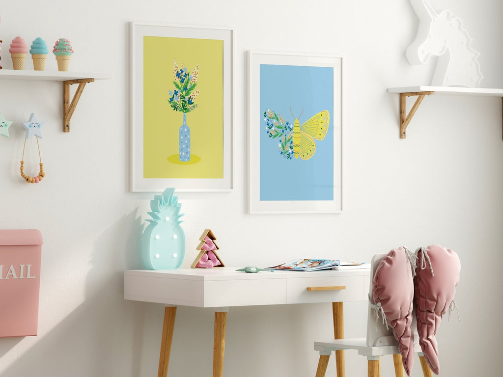 Spring Blue Flowers in Vase Print - Colour Your Life Club