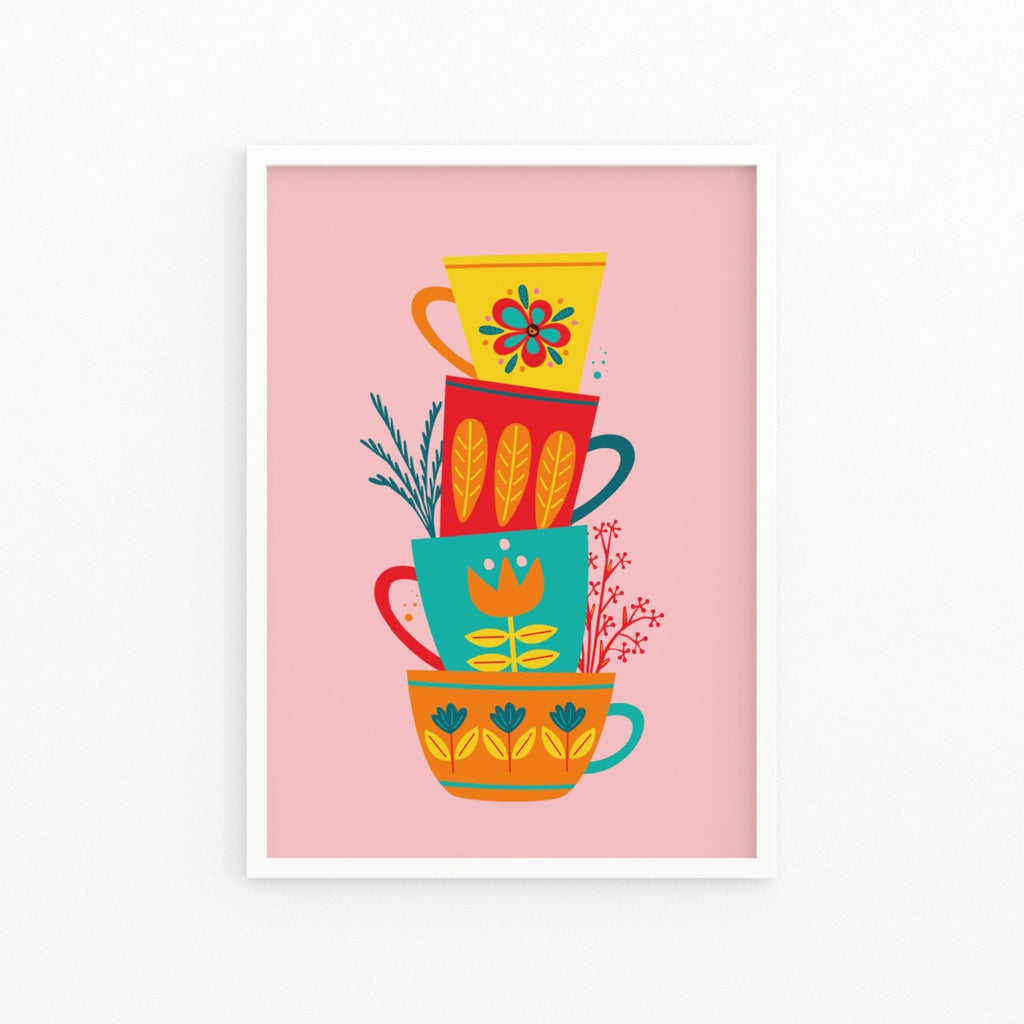 Stacking Tea Cups Print - Colour Your Life Club