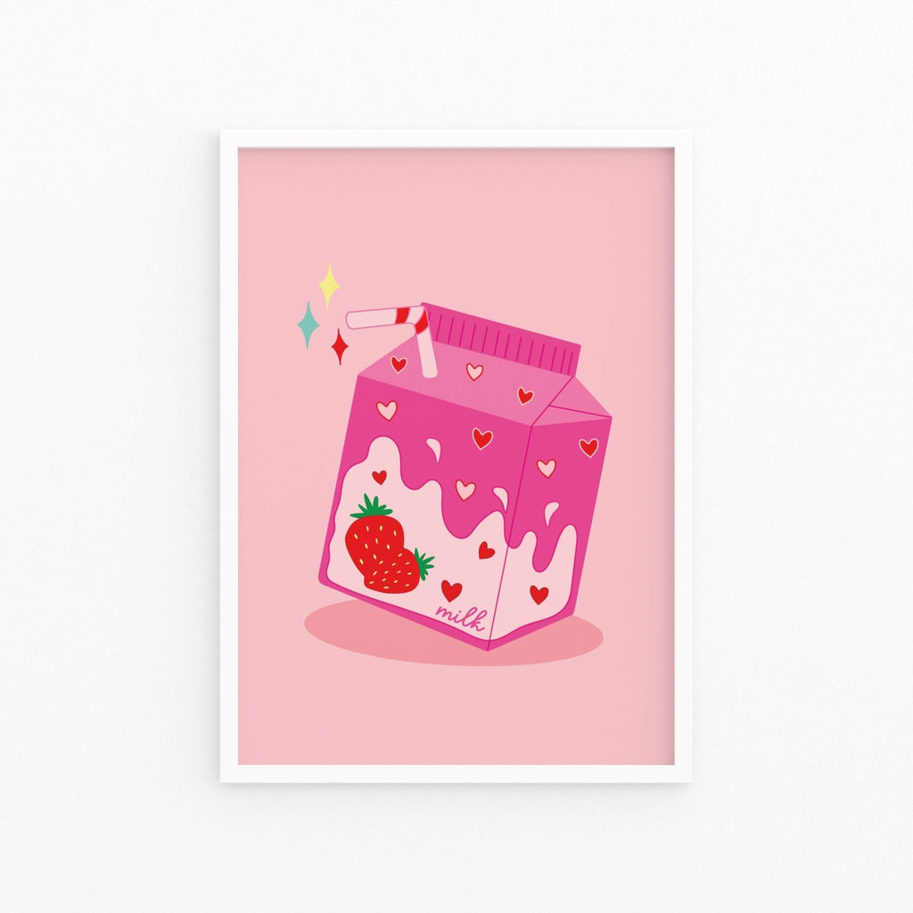 Strawberry Milk Carton Print - Colour Your Life Club