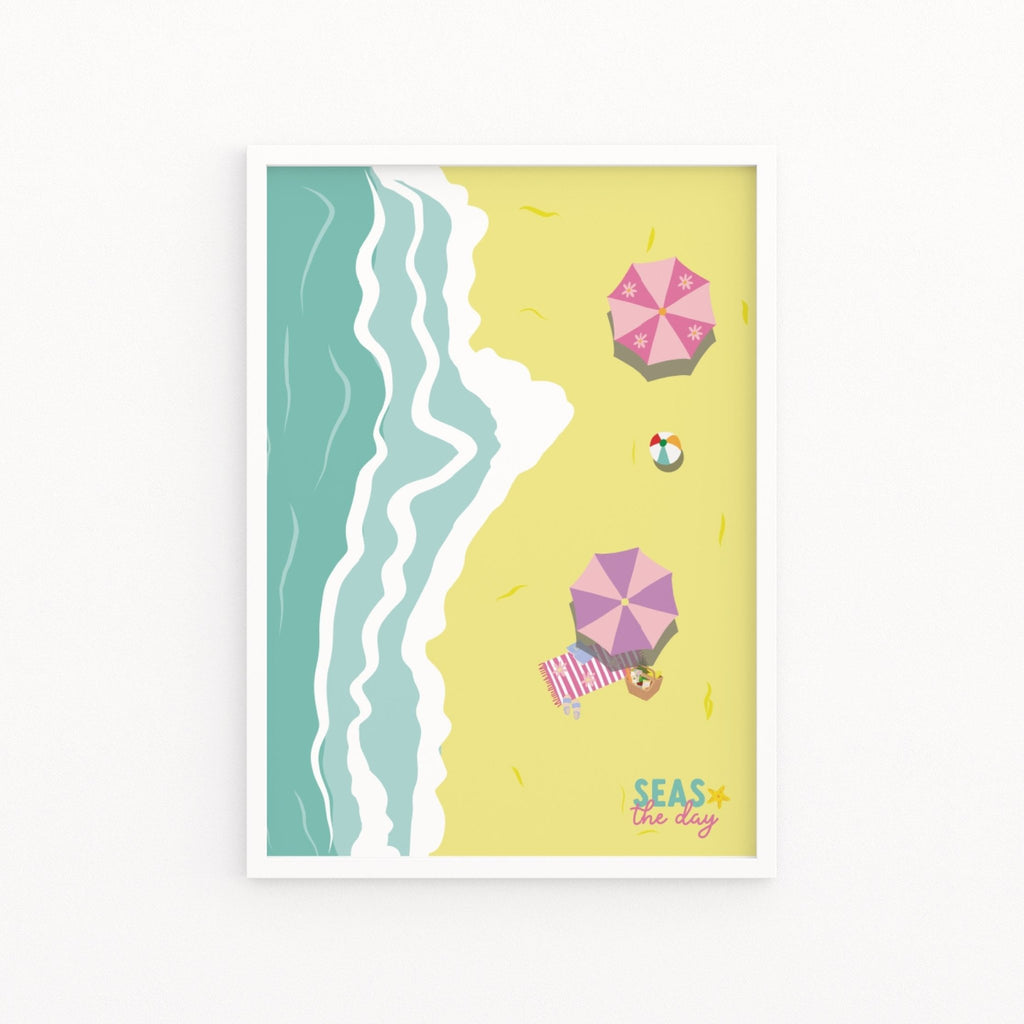 Summer Beach Seas The Day Pun Print - Colour Your Life Club