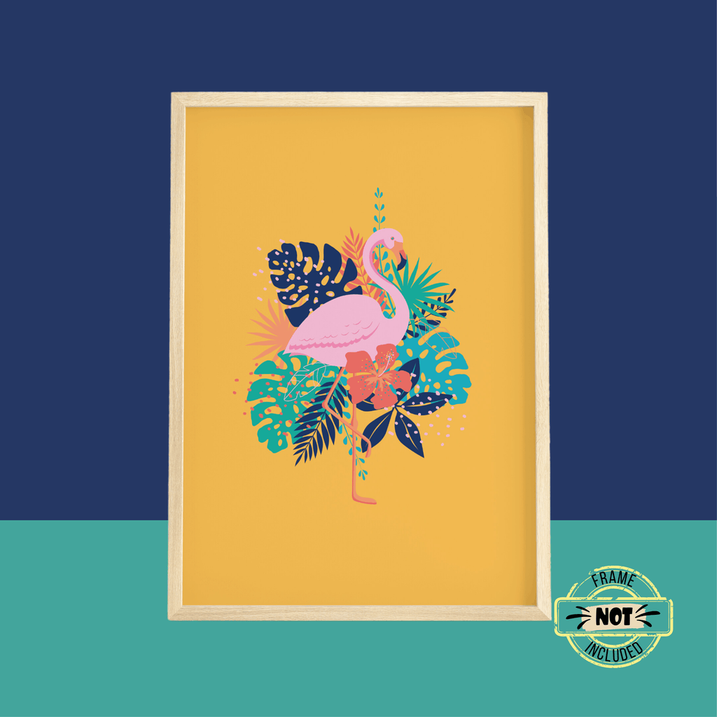 Tropical Leaves & Flamingo Print - Colour Your Life Club