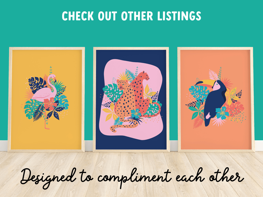 Tropical Leaves & Flamingo Print - Colour Your Life Club