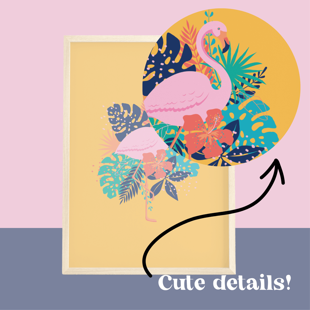 Tropical Leaves & Flamingo Print - Colour Your Life Club