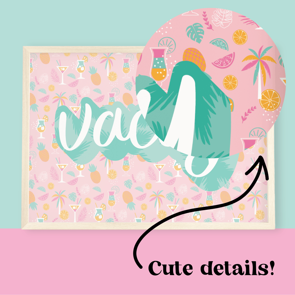 Vacation 'Vacay' Tropical Cocktails Print - Colour Your Life Club