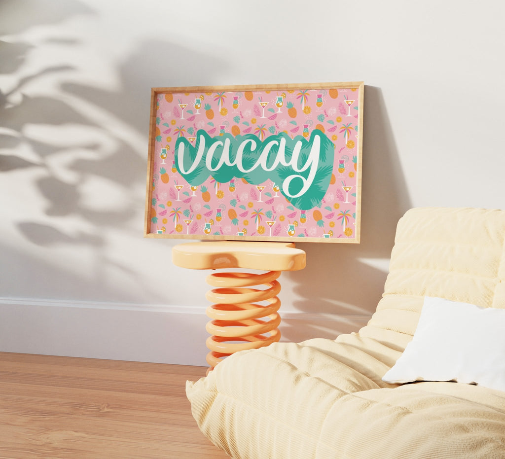 Vacation 'Vacay' Tropical Cocktails Print - Colour Your Life Club