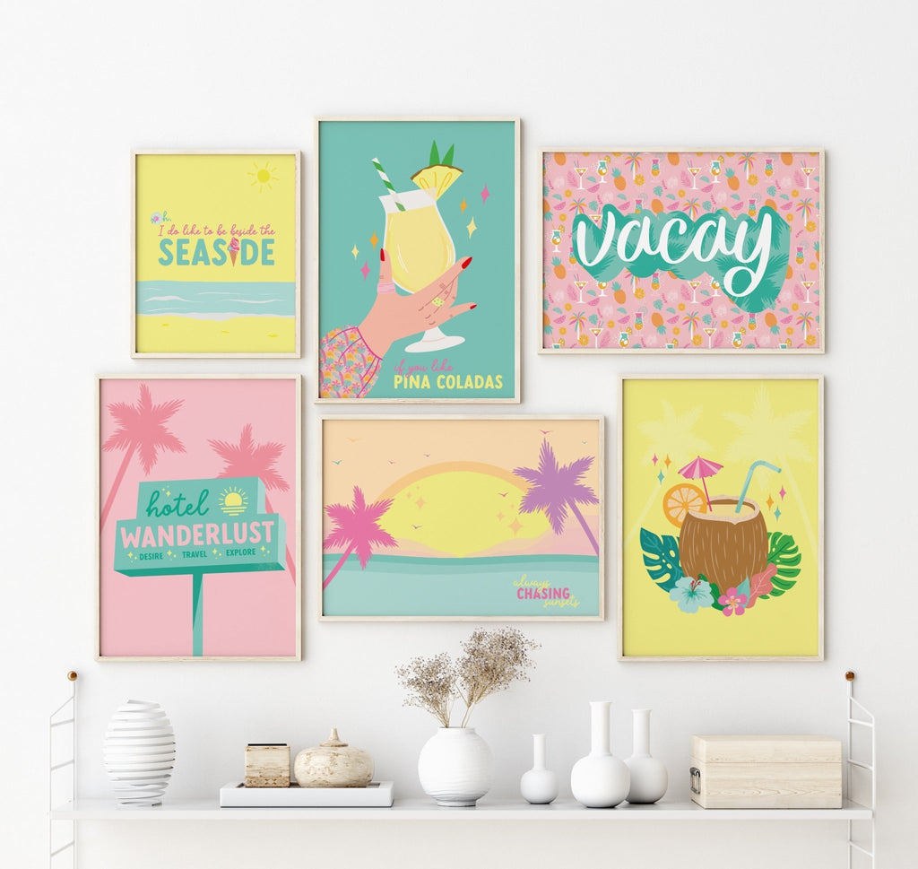 Vacation 'Vacay' Tropical Cocktails Print - Colour Your Life Club