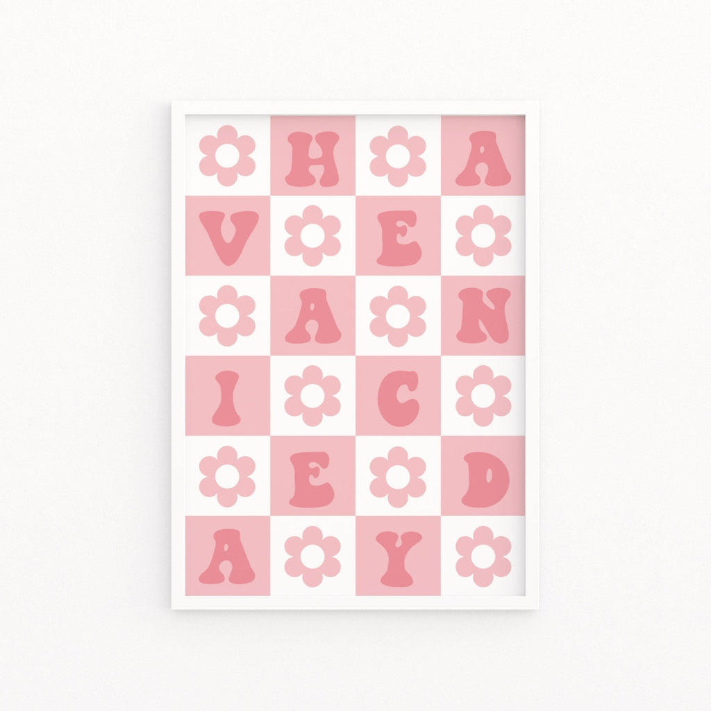 Y2K Have a Nice Day Checkerboard Flower Print - Colour Your Life Club