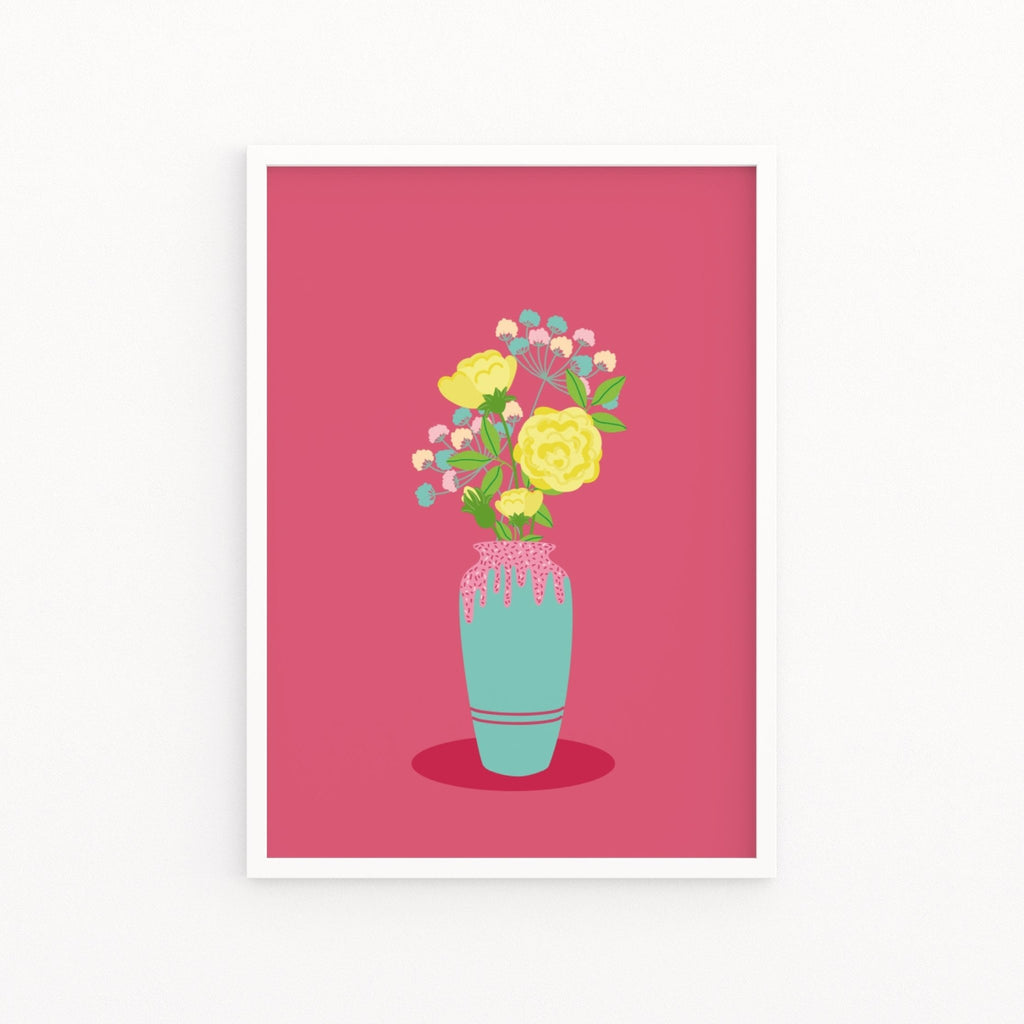 Yellow Roses in Vase Print - Colour Your Life Club