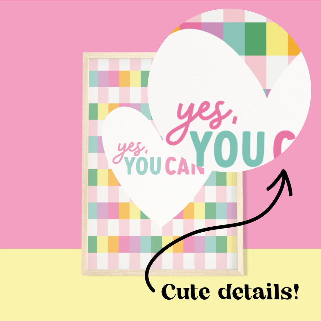 Yes You Can Pastel Gingham Print - Colour Your Life Club