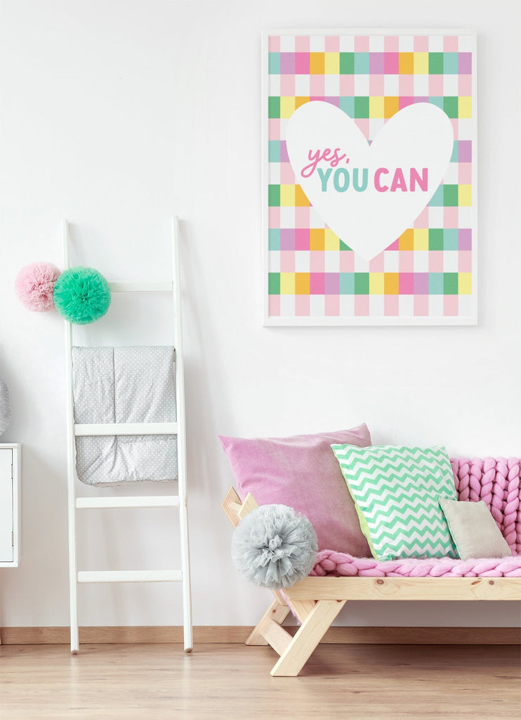 Yes You Can Pastel Gingham Print - Colour Your Life Club